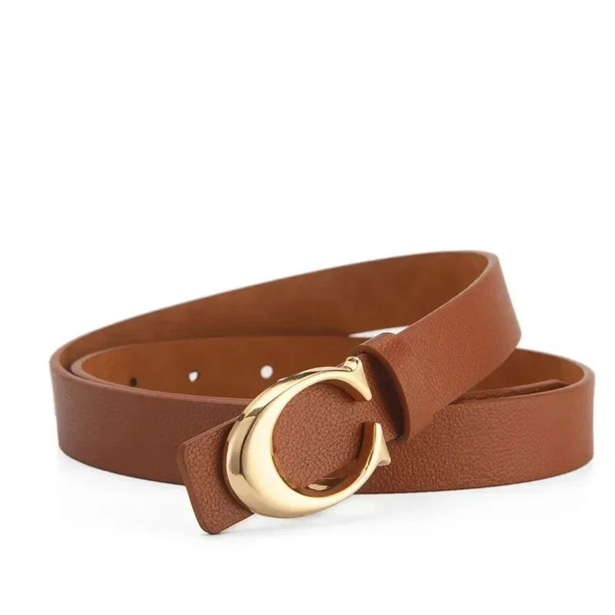 Stylish Women's Belt – Slim Leather Design with Moon Buckle for Casual & Chic Outfits