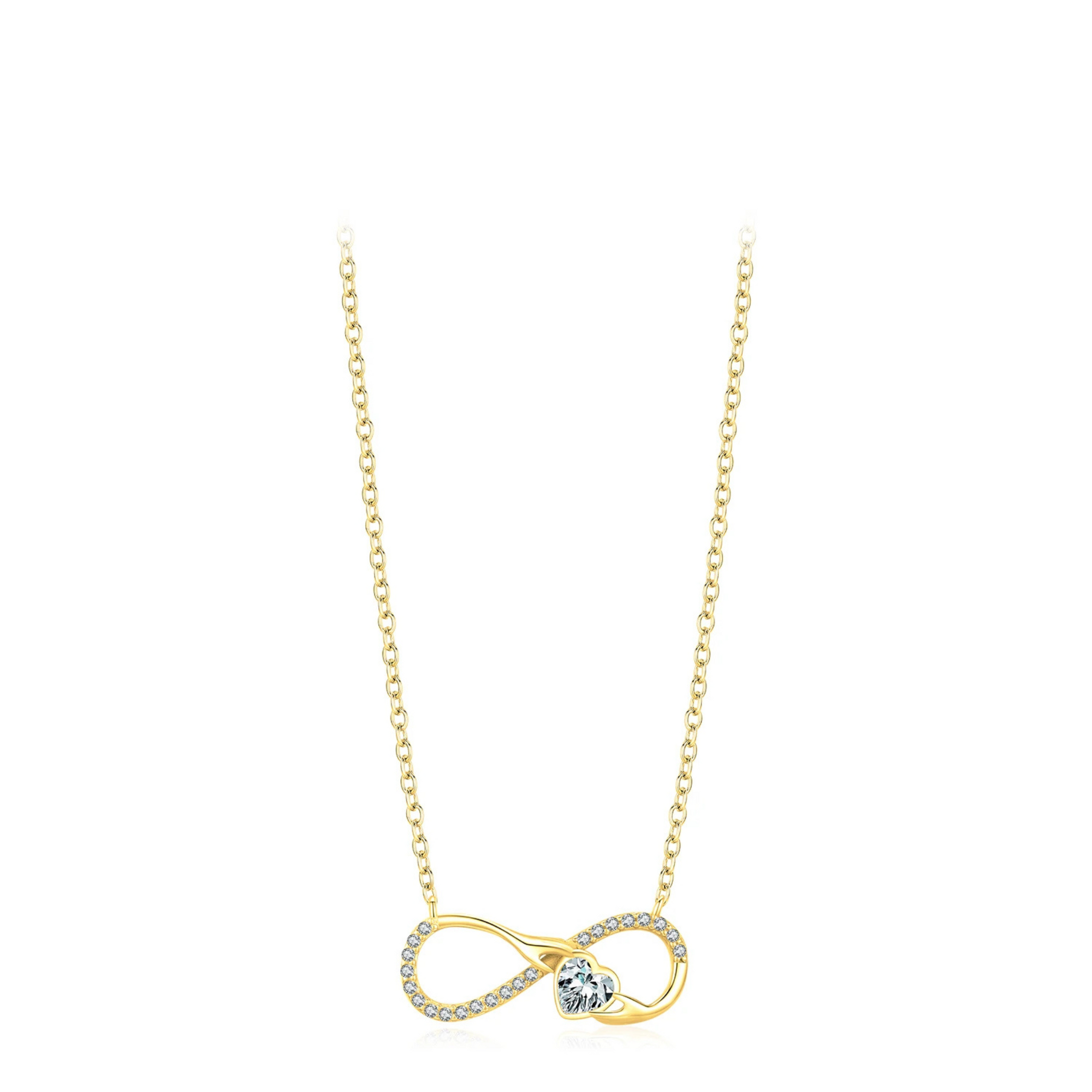 Luxury 925 Silver Infinite Love Necklace with Heart Pendant for Women