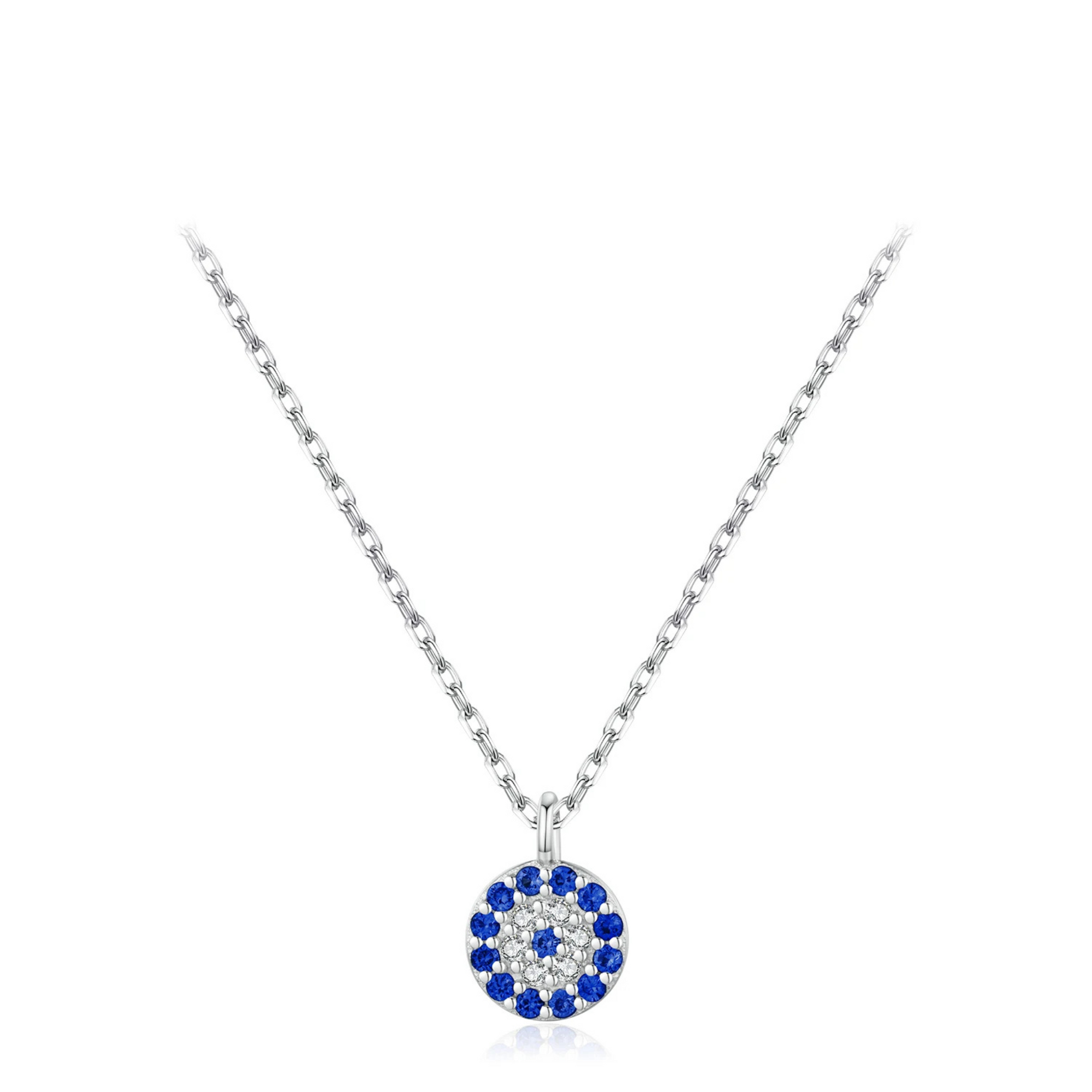 Luxury 925 Sterling Silver Blue Eye Zircon Pendant Necklace for Women