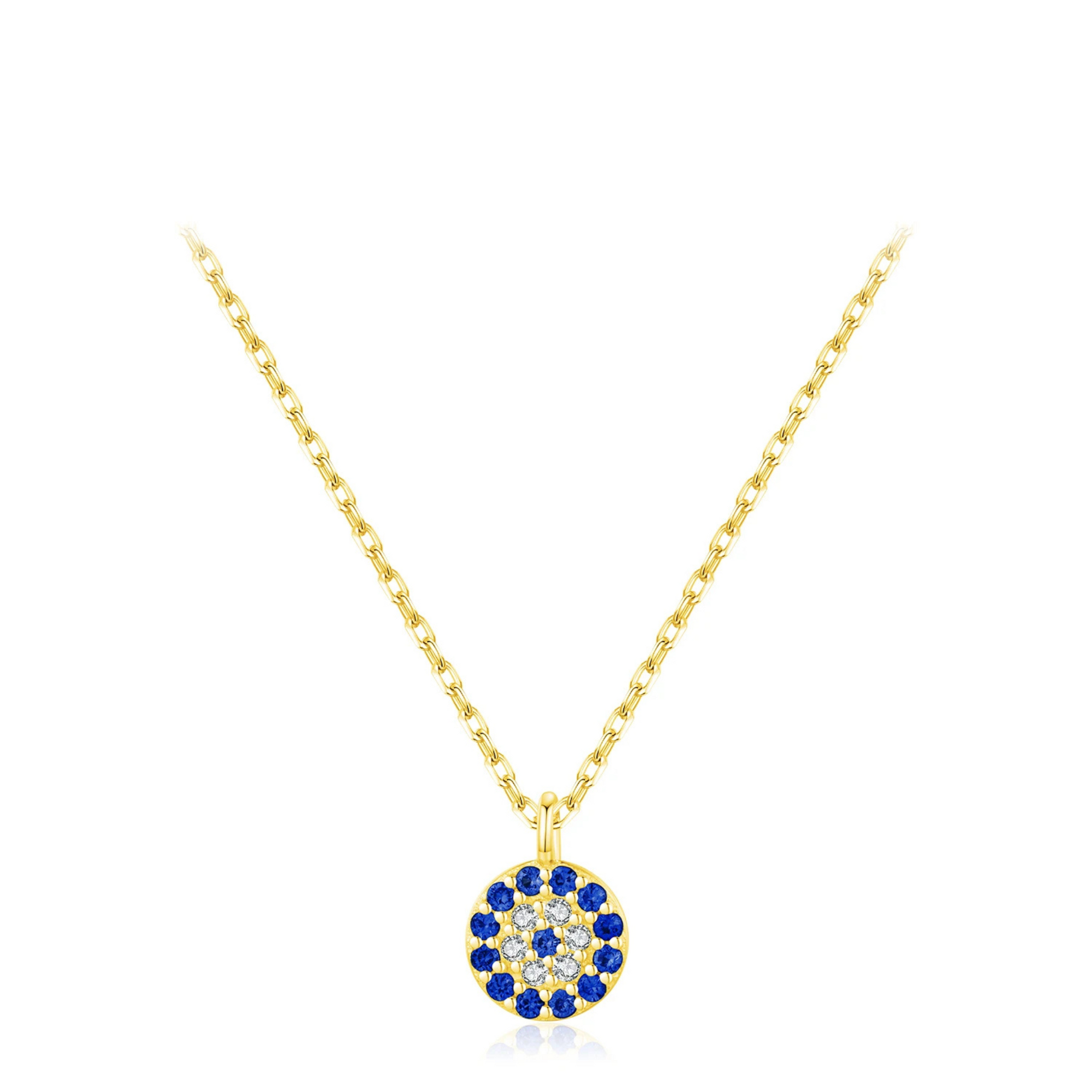 Luxury 925 Sterling Silver Blue Eye Zircon Pendant Necklace for Women