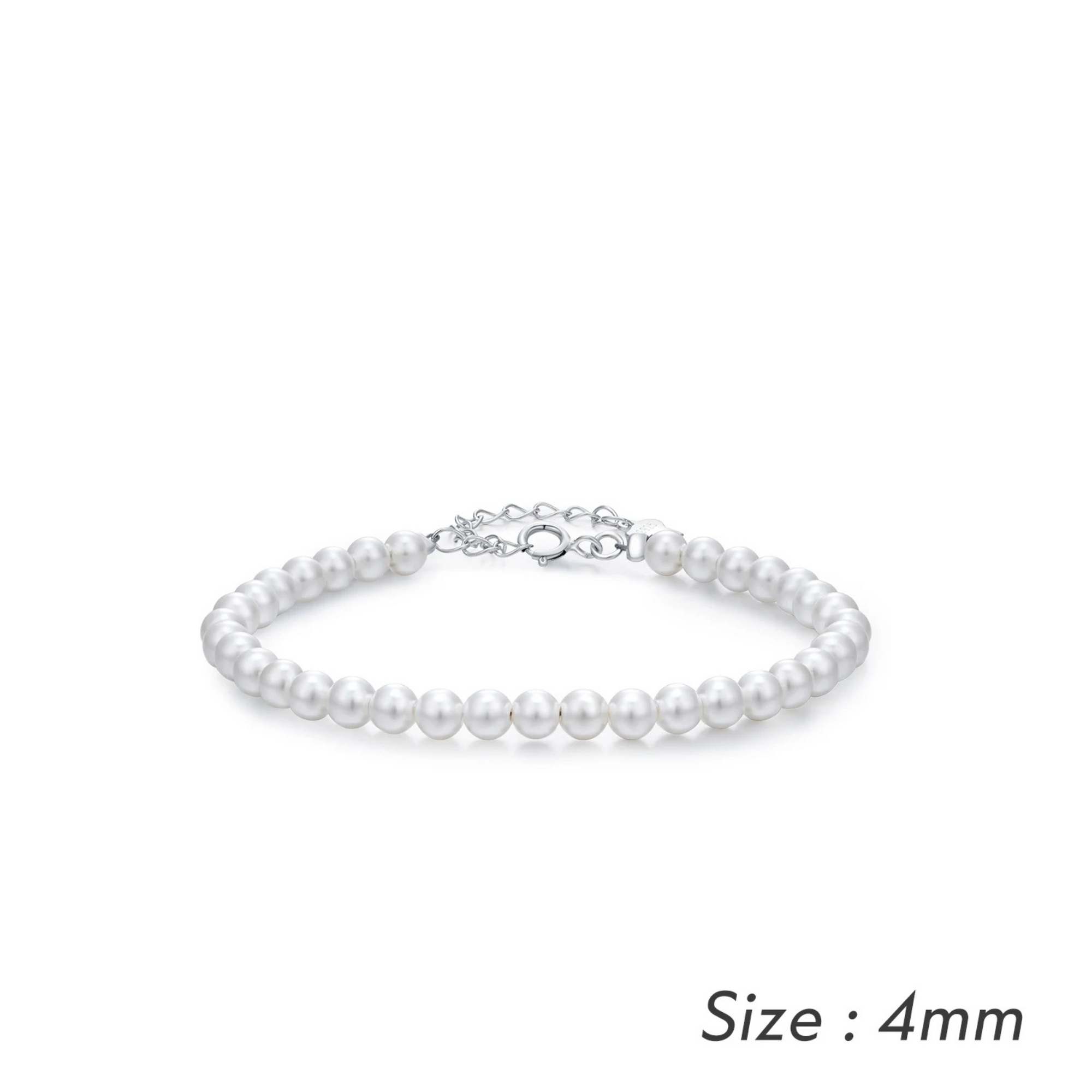 Elegant 925 Sterling Silver Stackable Shell Pearl Bracelet for Women