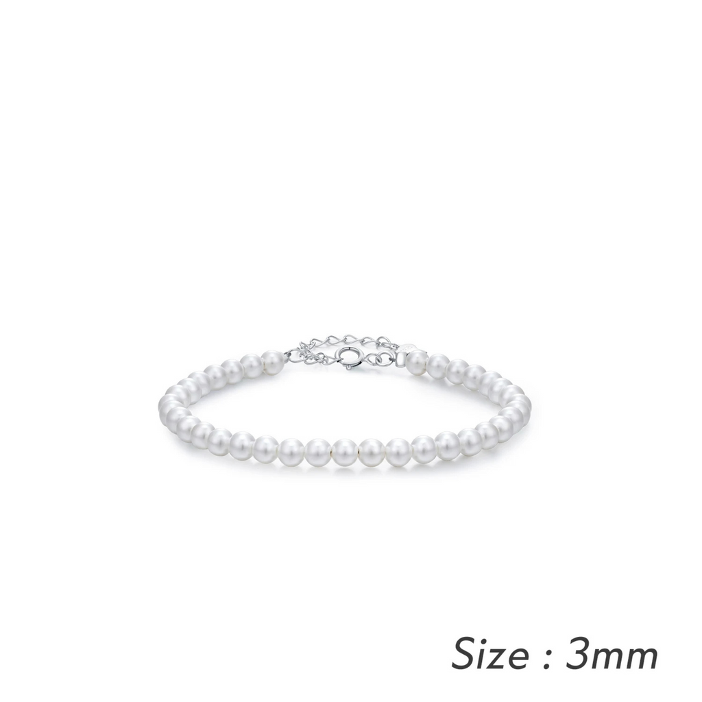 Elegant 925 Sterling Silver Stackable Shell Pearl Bracelet for Women