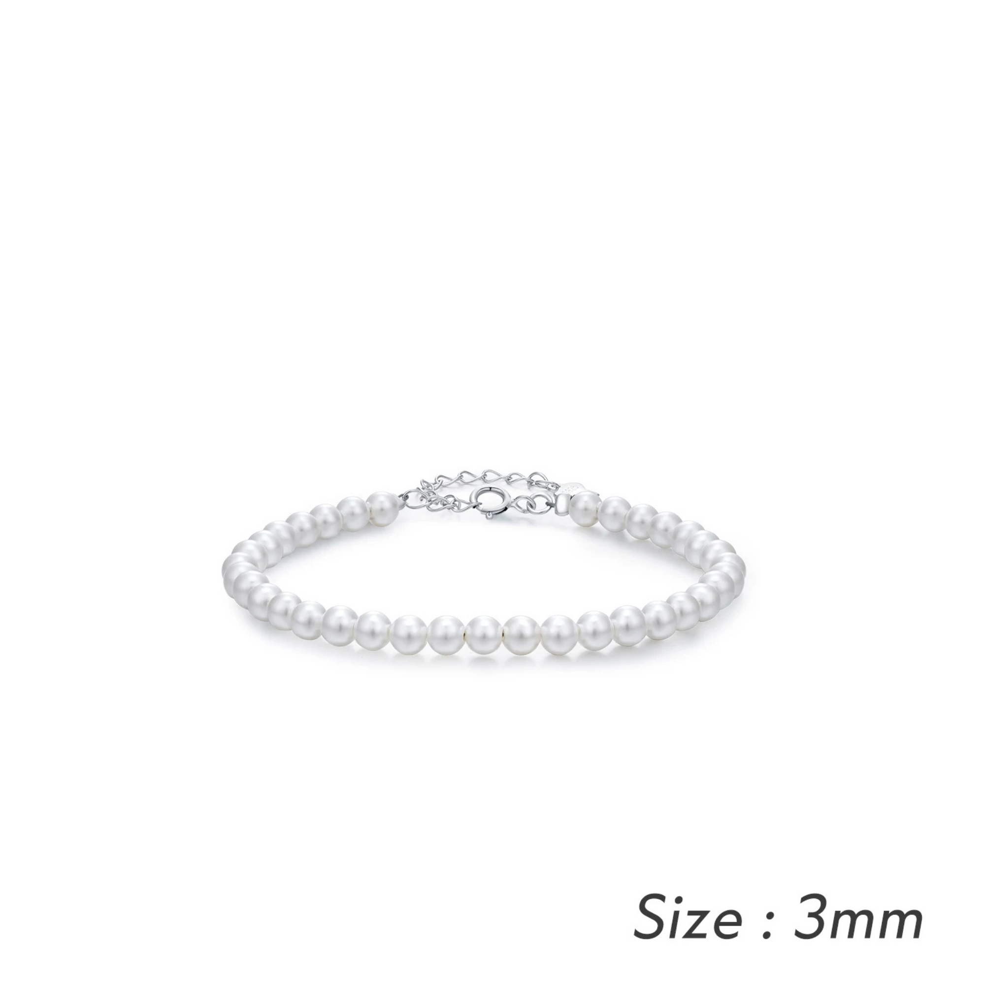 Elegant 925 Sterling Silver Stackable Shell Pearl Bracelet for Women