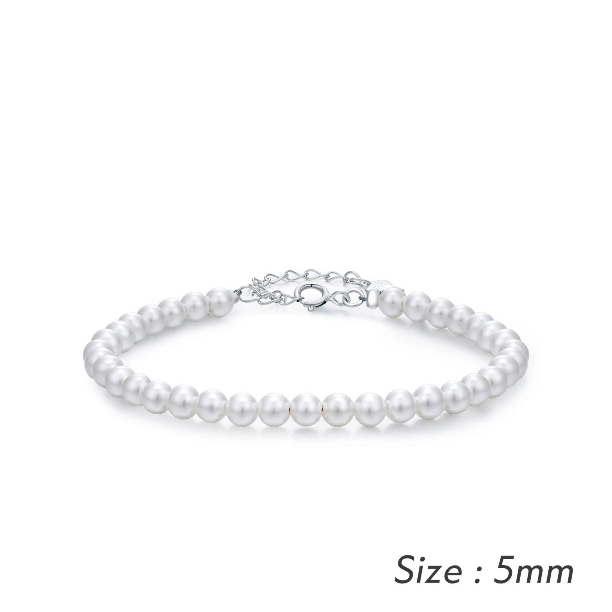 Elegant 925 Sterling Silver Stackable Shell Pearl Bracelet for Women