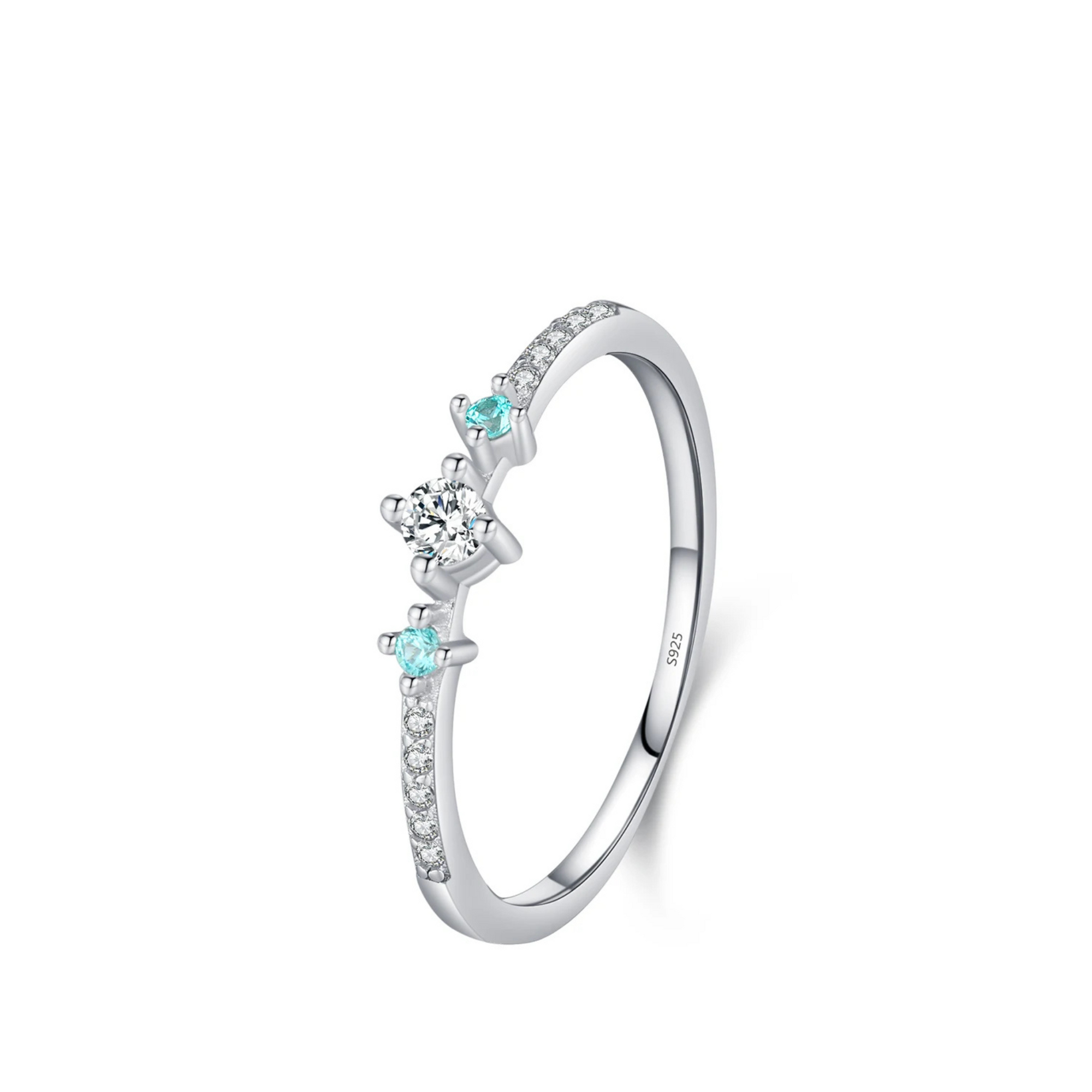 Exquisite 925 Sterling Silver Paraiba CZ Eternity Band Mint Green Ring