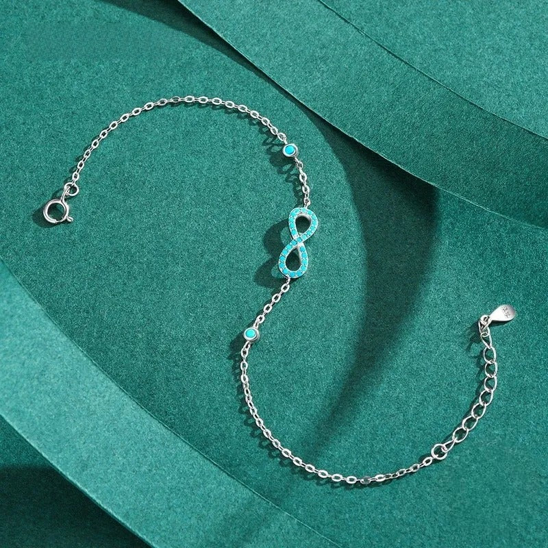 Romantic Infinite Love 925 Sterling Silver Turquoise Bracelet for Women