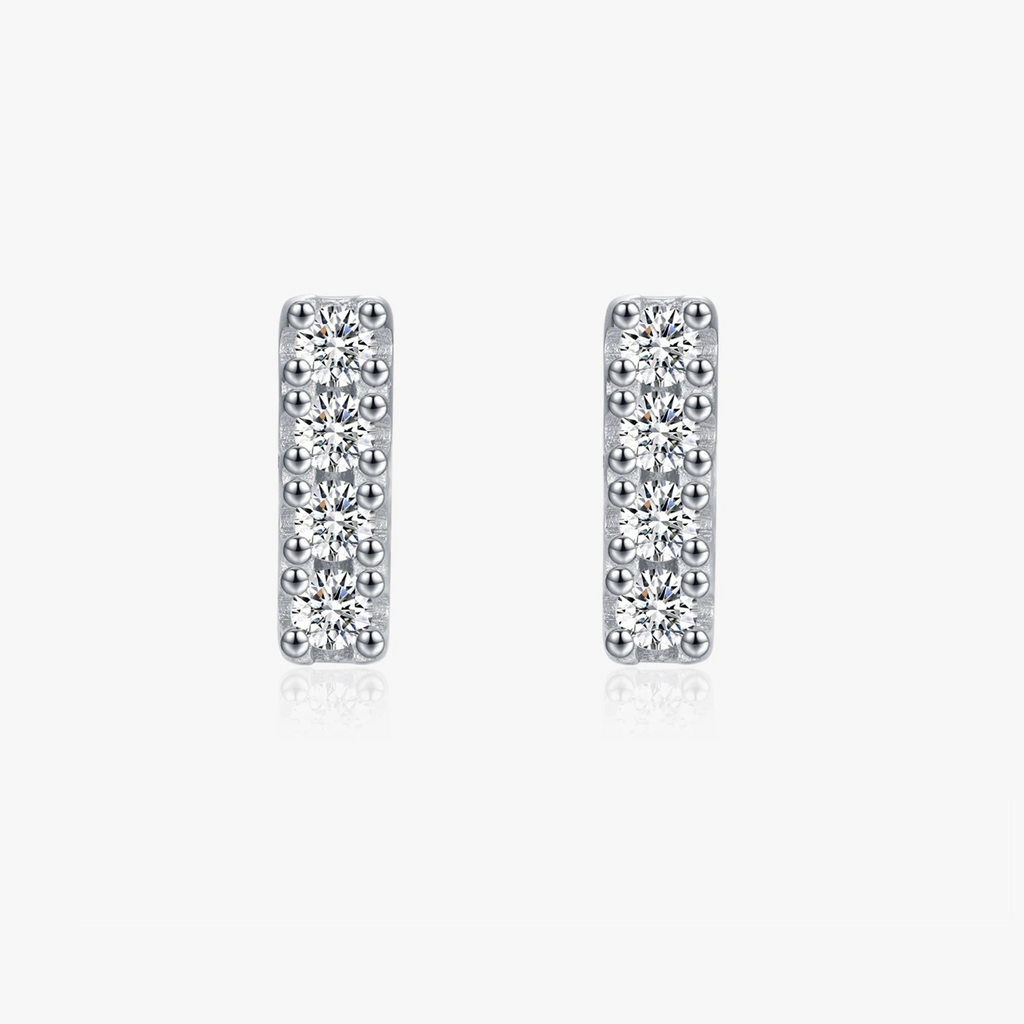 925 Sterling Silver Moissanite Earrings - Fine Stackable Jewelry for Elegant Women