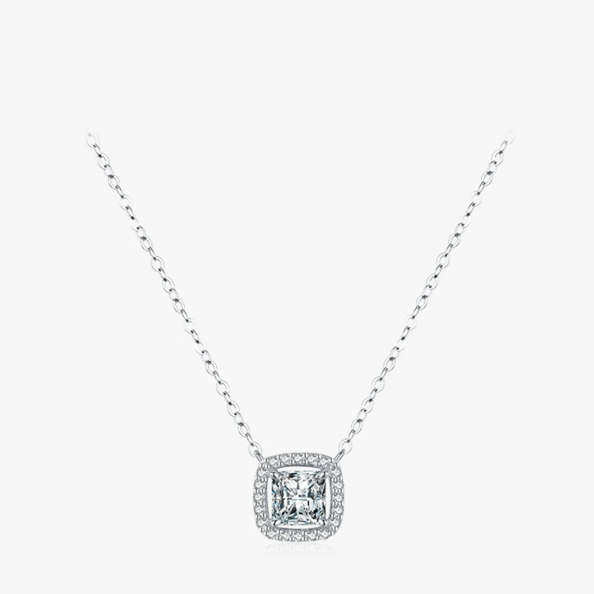 Elegant 925 Sterling Silver Square Zirconia Pendant Necklace for Women