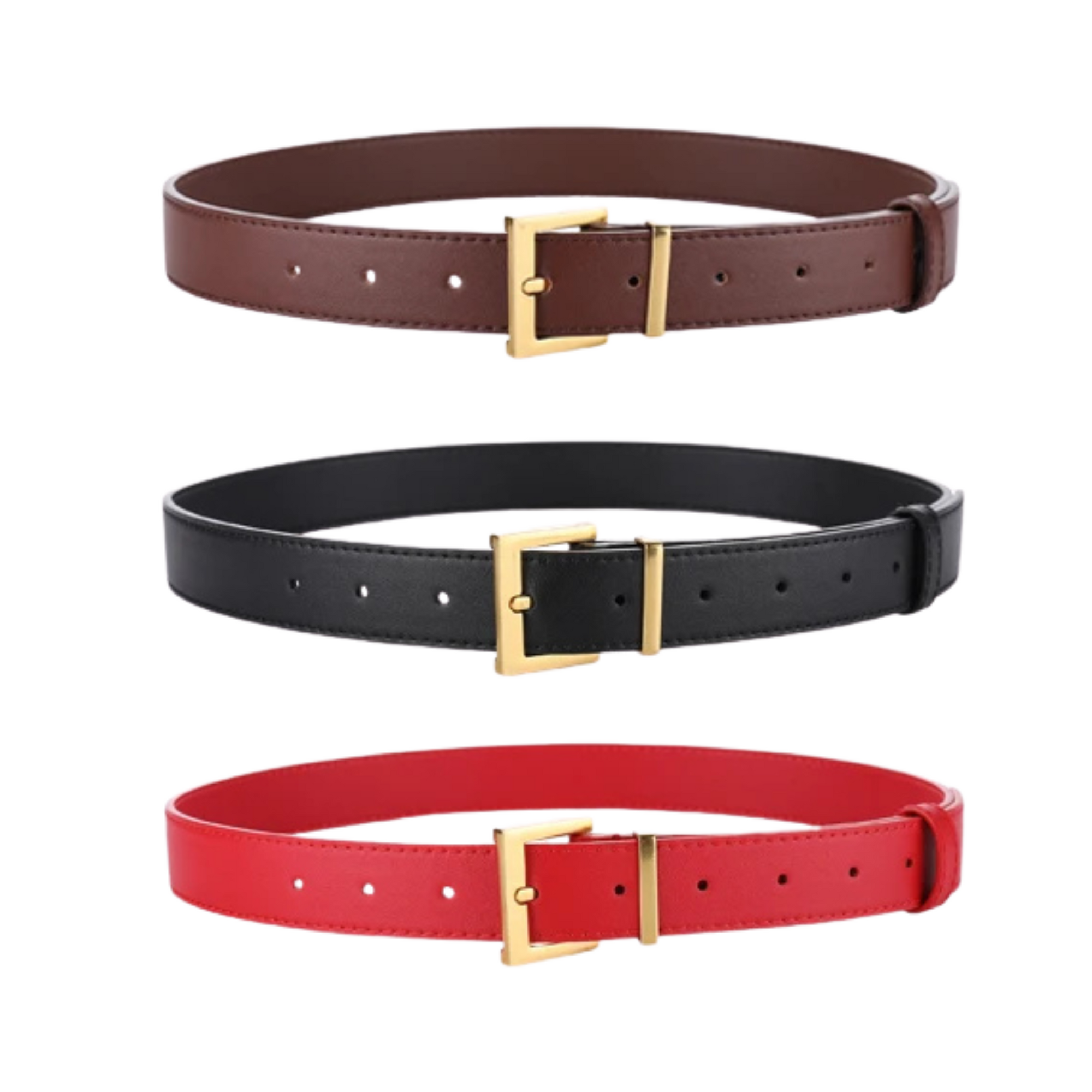 Women's PU Leather Belt – Wide Belt with Silver Buckle for Casual Outfits