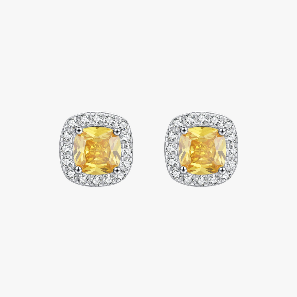 Sterling Silver Sparkling Yellow Zirconia Earrings - Fine Jewelry for Women