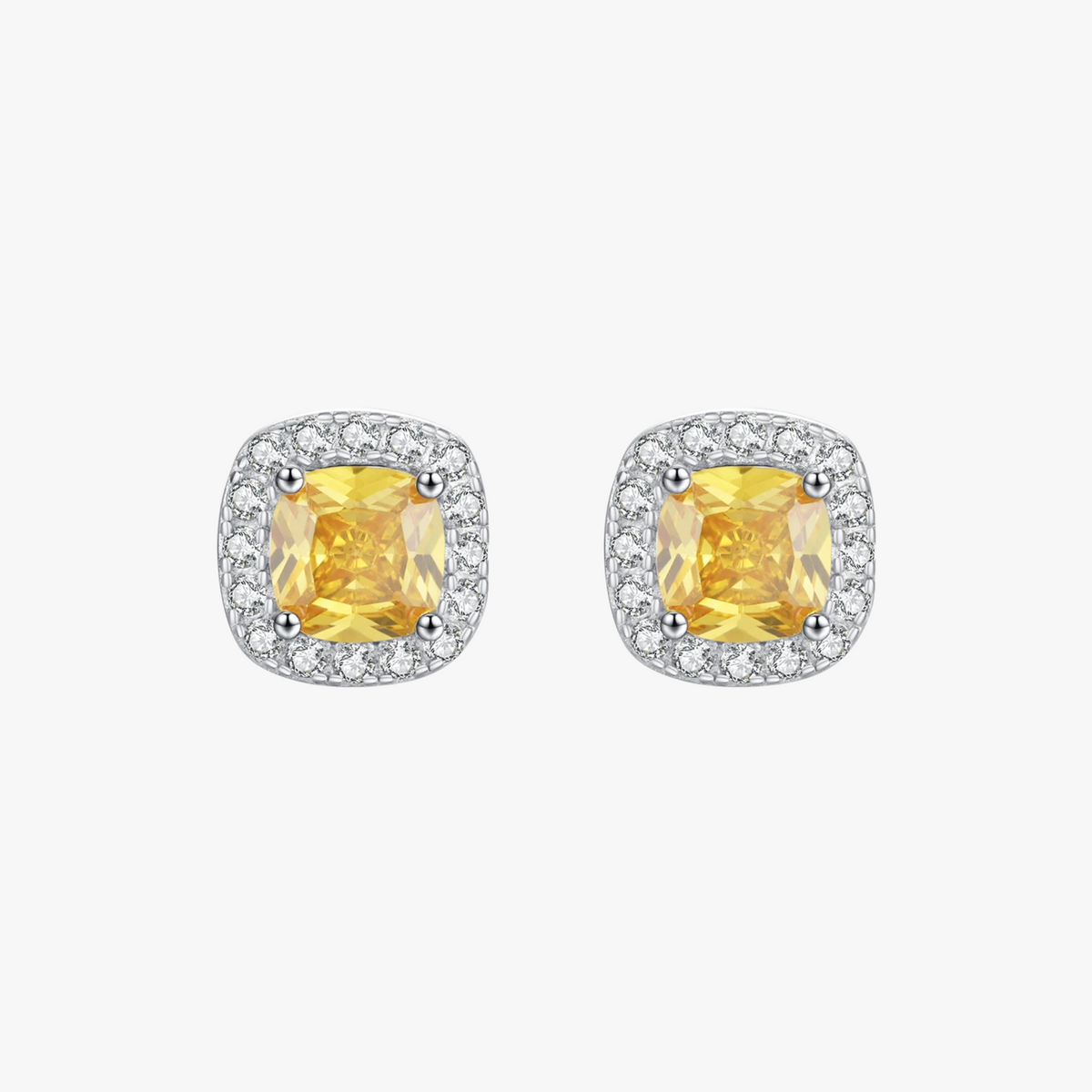 Sterling Silver Sparkling Yellow Zirconia Earrings - Fine Jewelry for Women