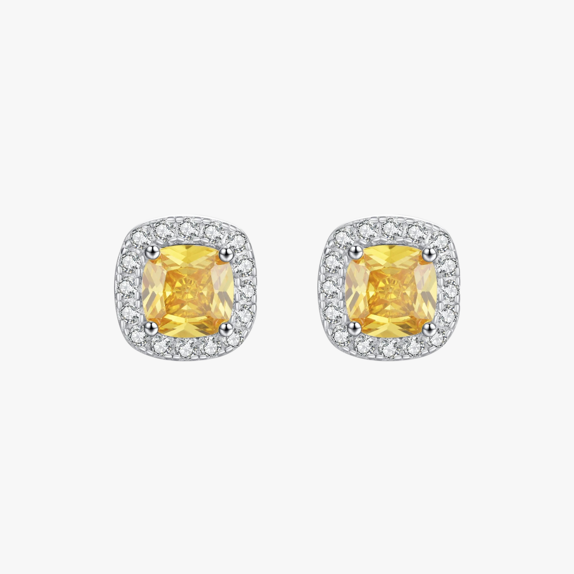 Sterling Silver Sparkling Yellow Zirconia Earrings - Fine Jewelry for Women