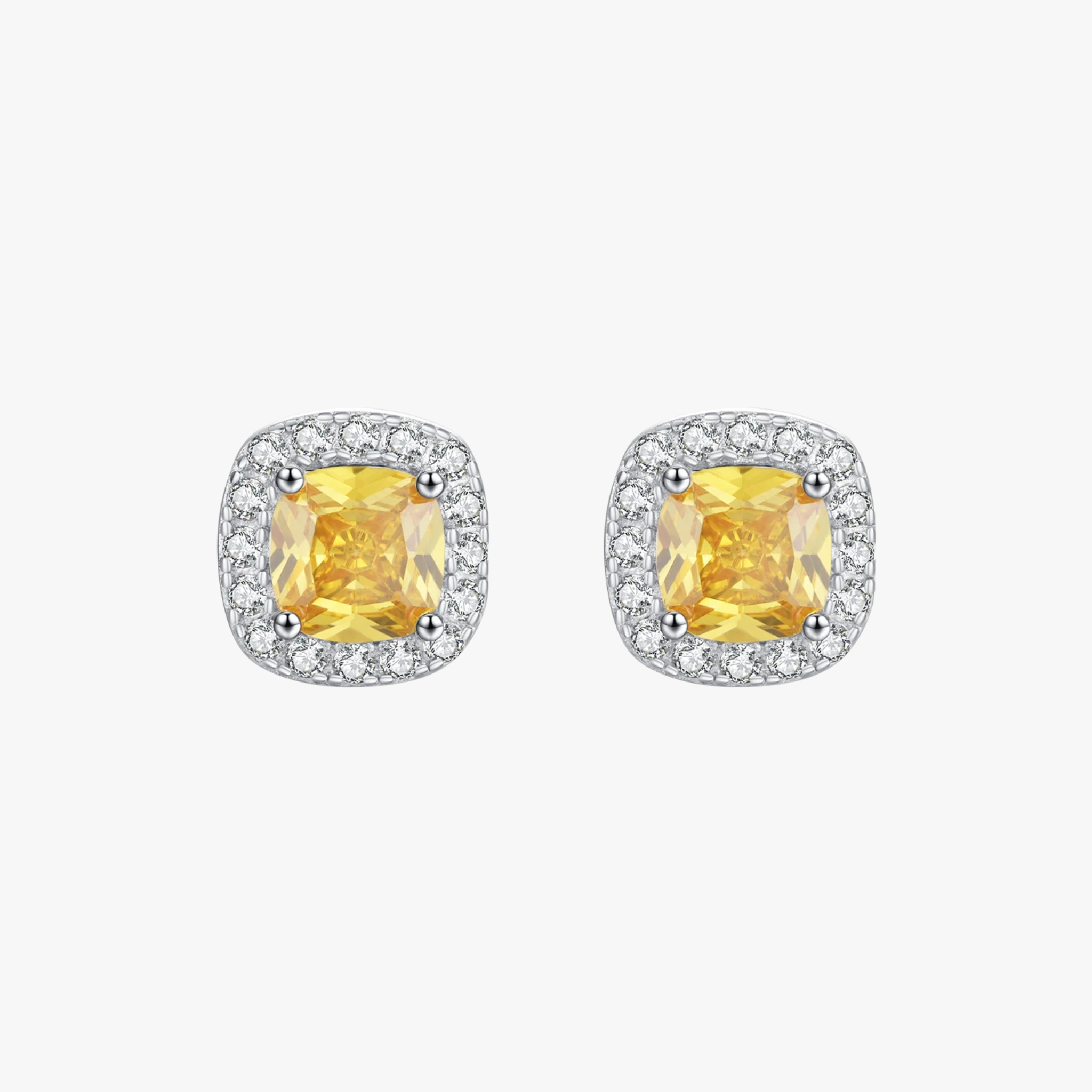 Sterling Silver Sparkling Yellow Zirconia Earrings - Fine Jewelry for Women