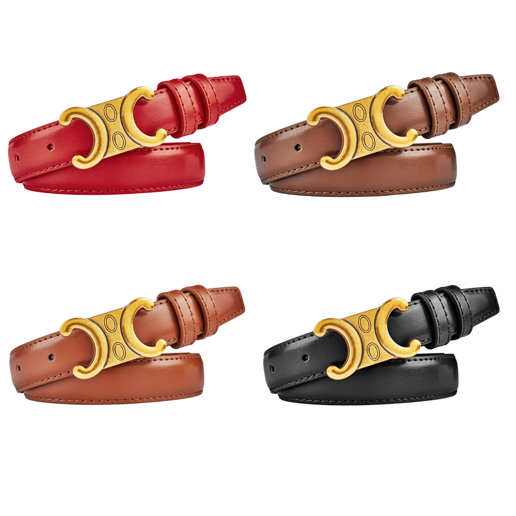 Premium Women's Leather Belt – Luxury Gold Buckle for Elegant Looks & Everyday Wear