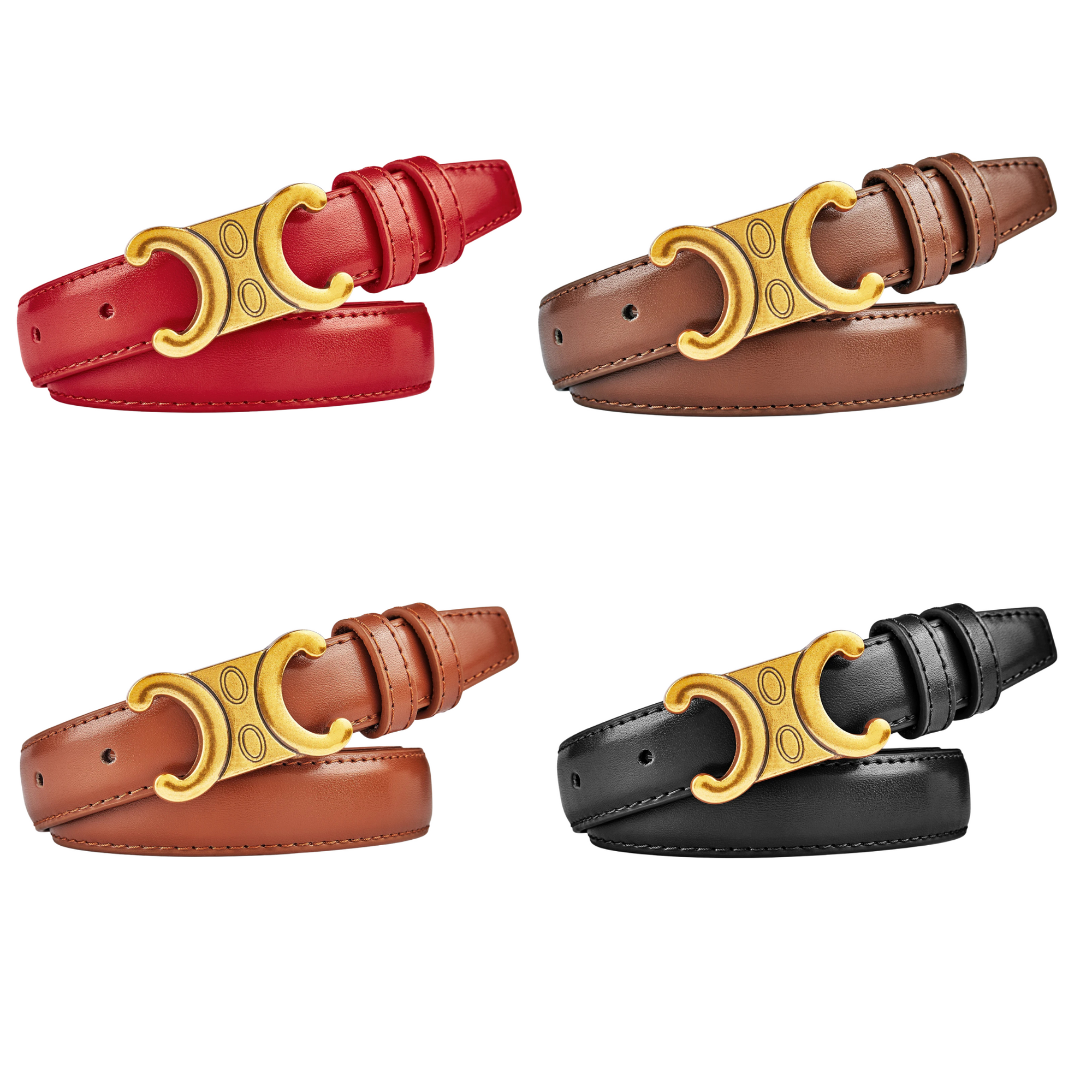 Premium Women's Leather Belt – Luxury Gold Buckle for Elegant Looks & Everyday Wear