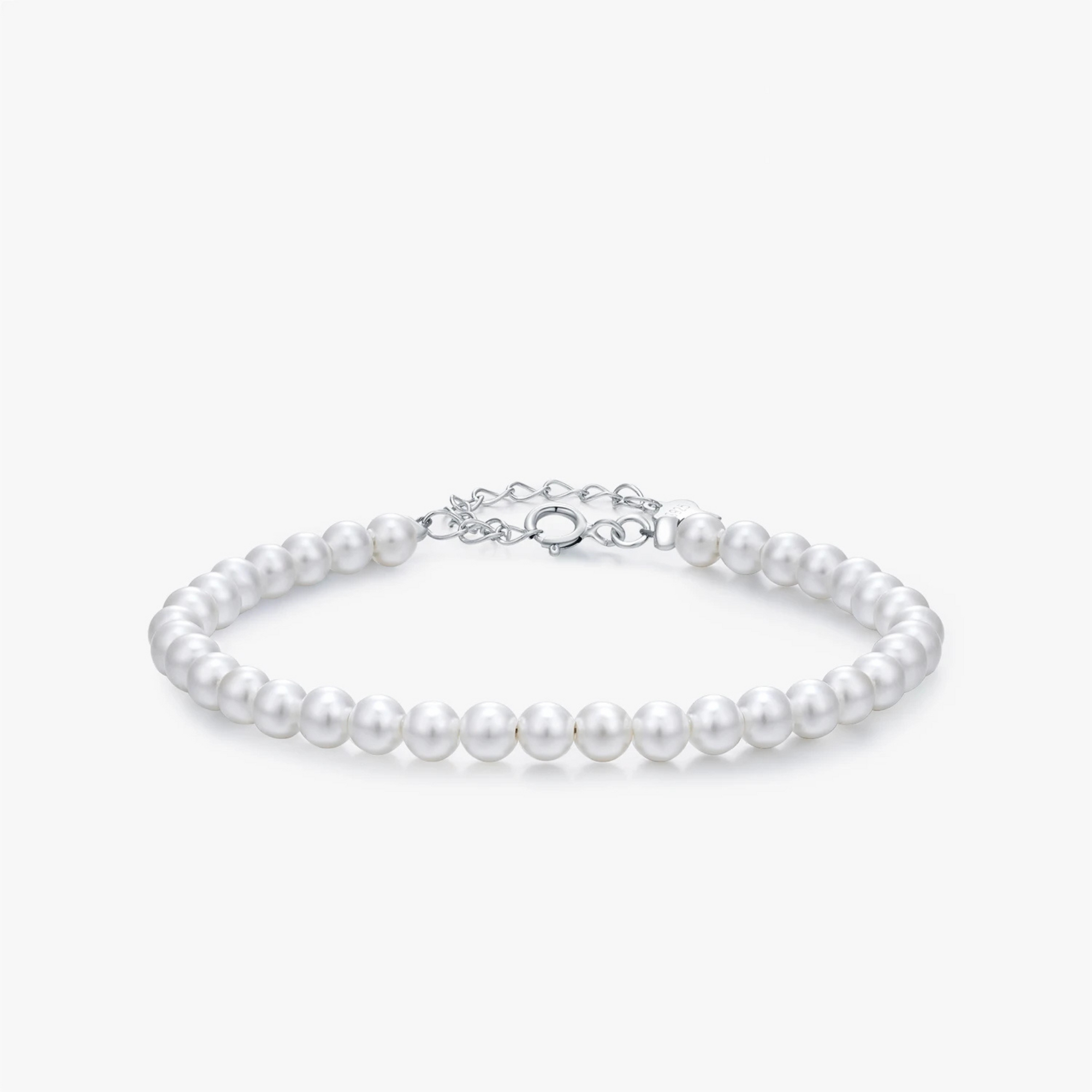 Elegant 925 Sterling Silver Stackable Shell Pearl Bracelet for Women