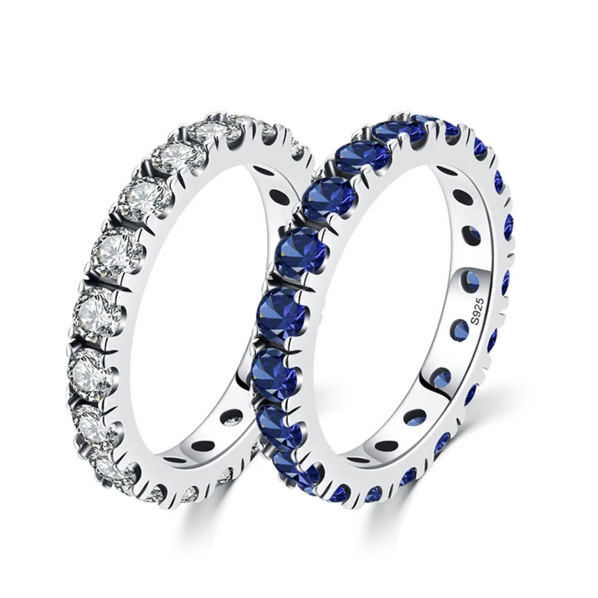 Sparkling Blue Cubic Zirconia Ring – 925 Silver Statement Ring for Women