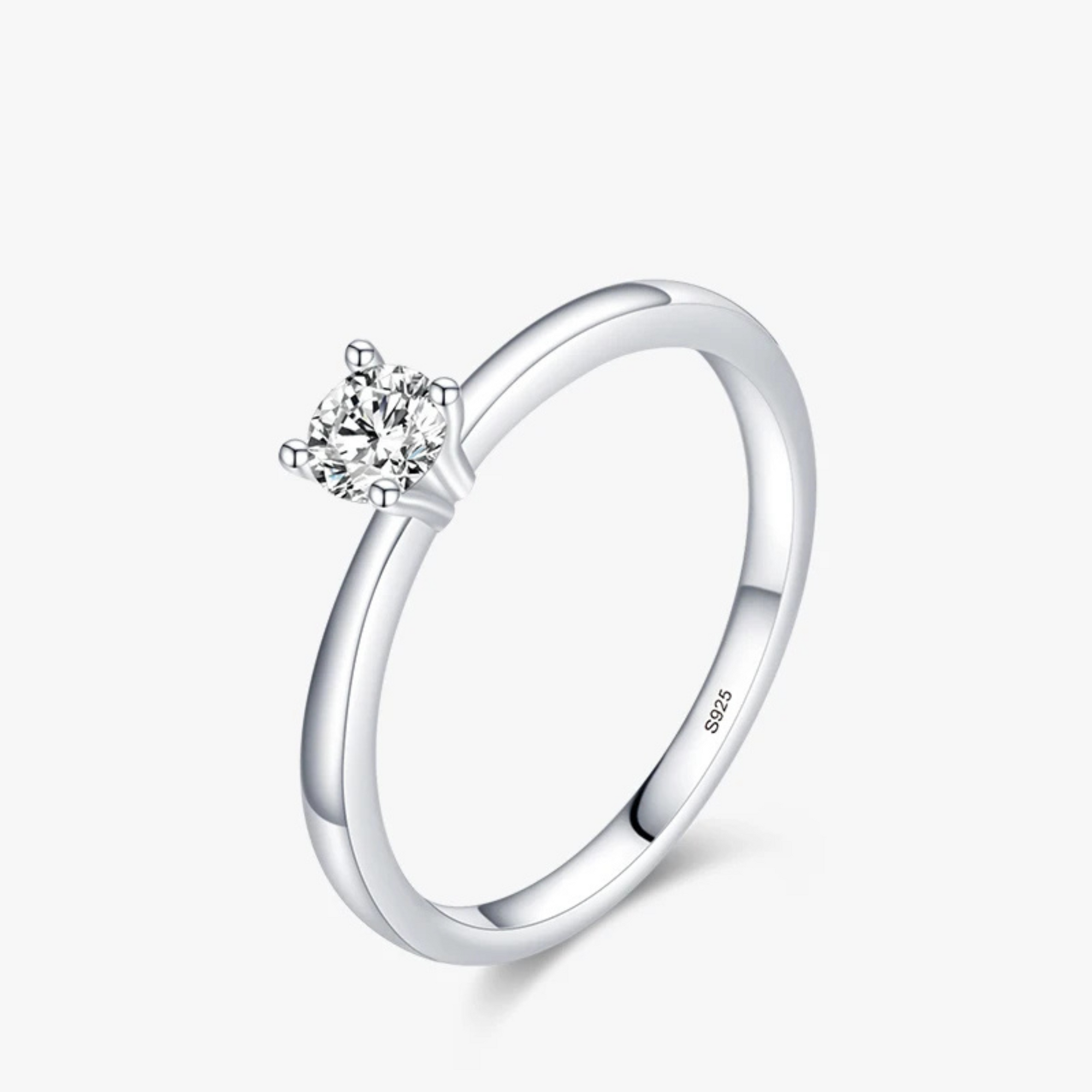 Luxury 925 Silver Clear CZ Band Ring Stylish Jewelry for Women
