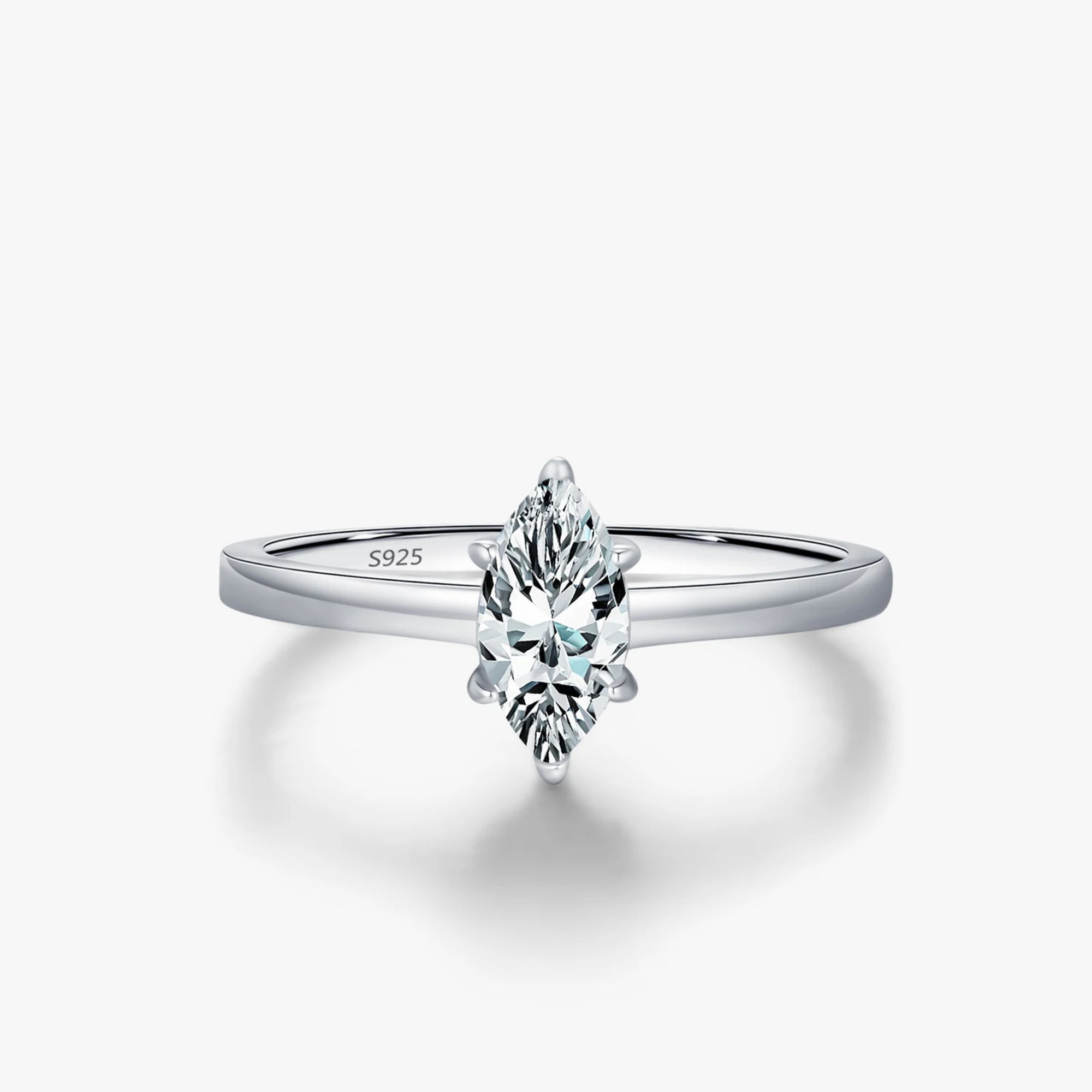 Elegant Marquise Rhombic Moissanite Ring 925 Sterling Silver Fine Jewelry