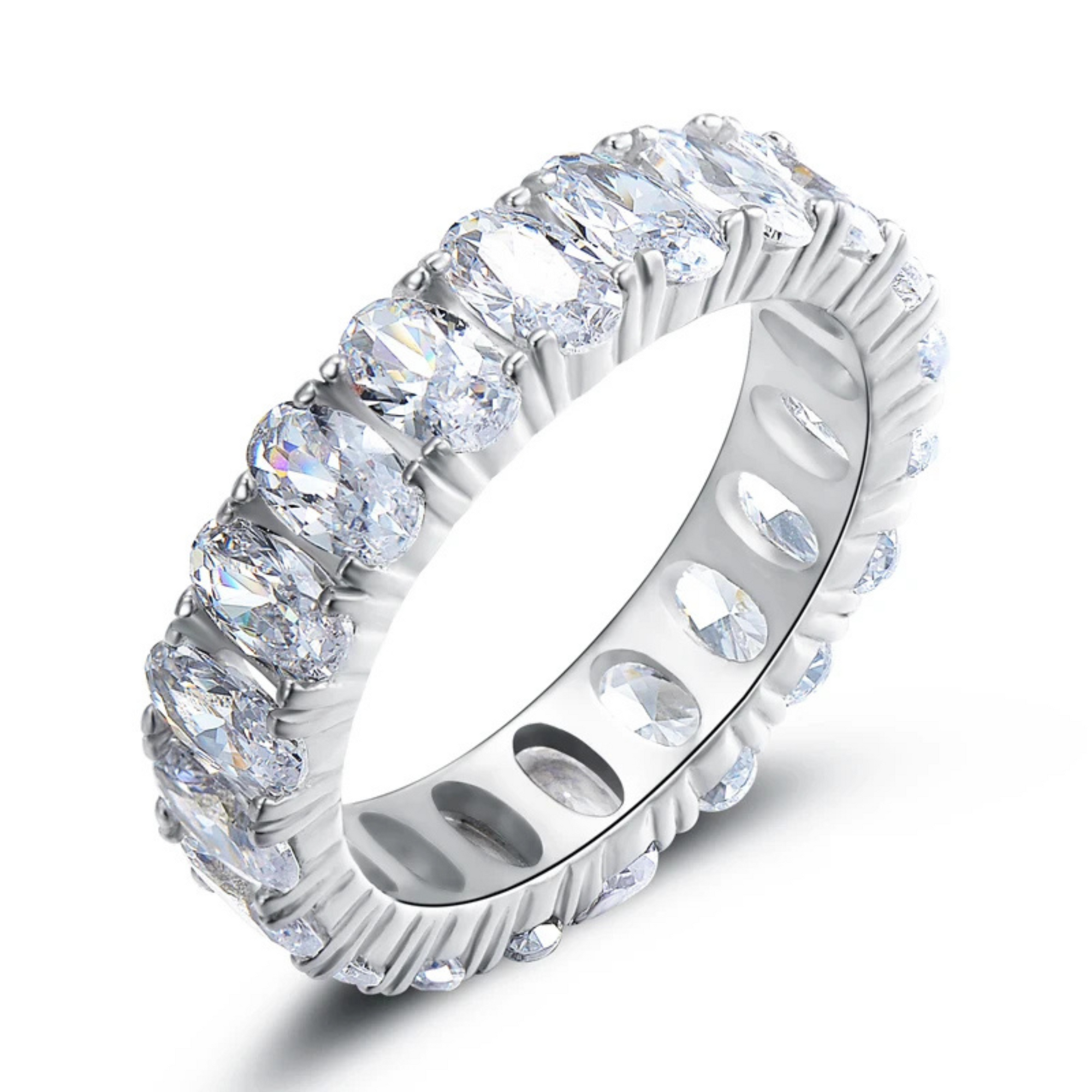 Classic Women's Sterling Silver Ring - Luxury Sparkling Fine Jewelry