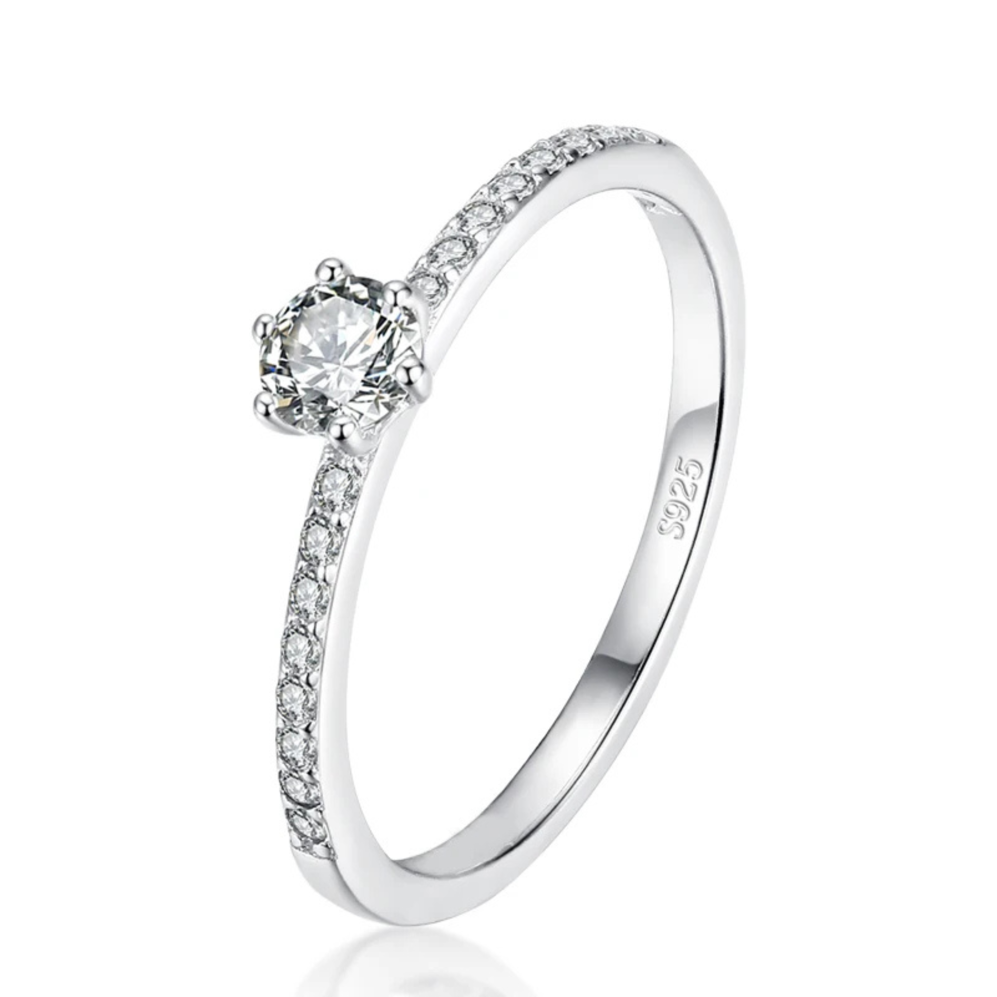 Luxury 925 Sterling Silver Round CZ Ring - Classic Fine Jewelry for Wedding & Gifts