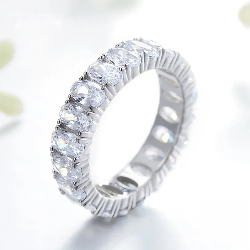 Classic Women's Sterling Silver Ring - Luxury Sparkling Fine Jewelry