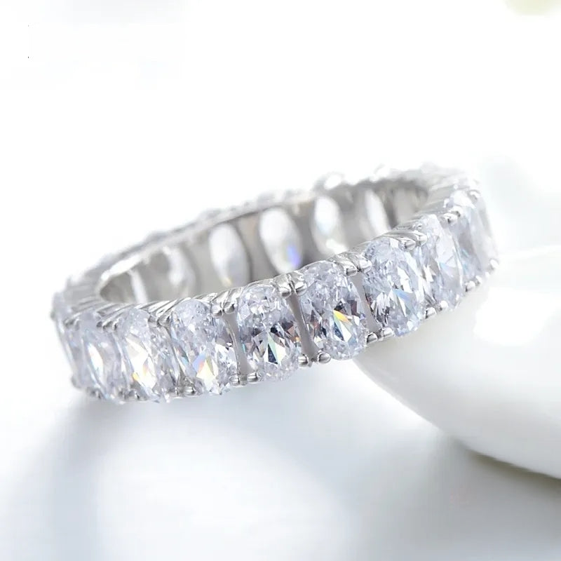 Classic Women's Sterling Silver Ring - Luxury Sparkling Fine Jewelry