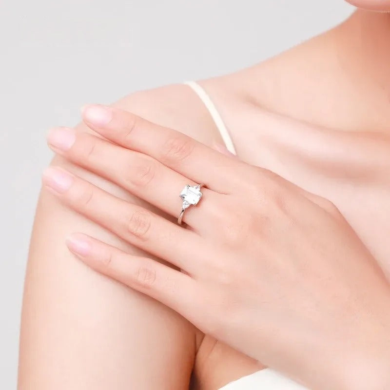Elegant Emerald Cut CZ Ring in 925 Sterling Silver – Premium Women’s Jewelry