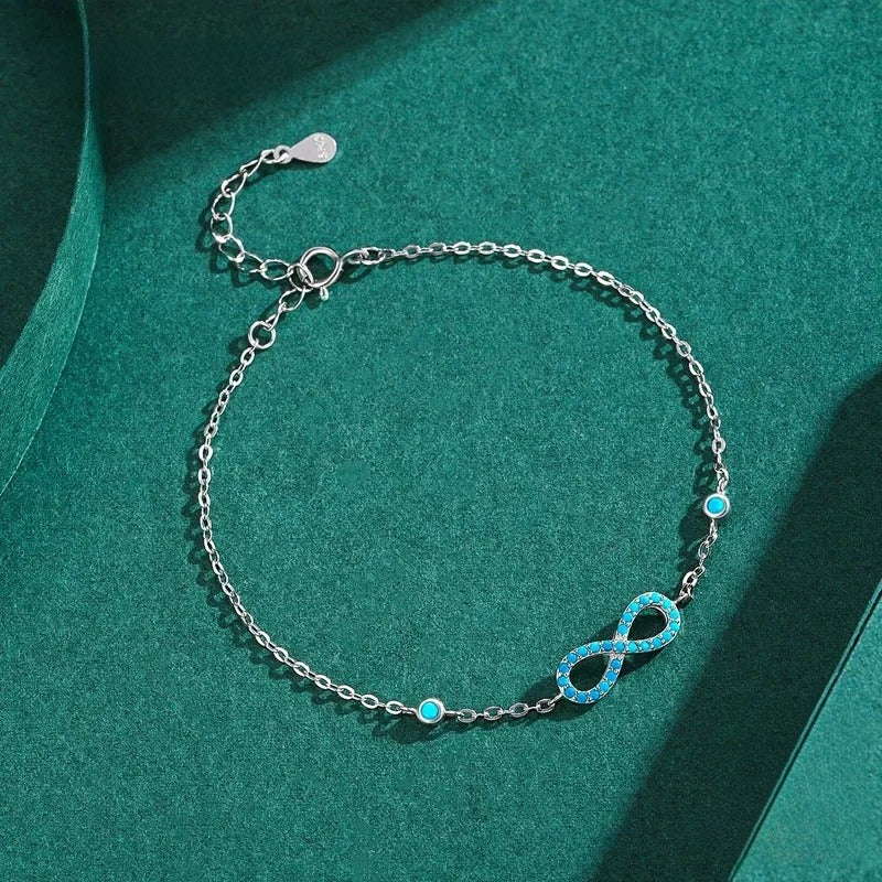 Romantic Infinite Love 925 Sterling Silver Turquoise Bracelet for Women