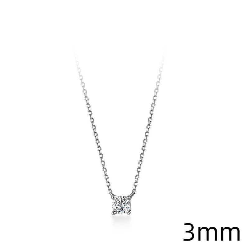 Elegant 925 Sterling Silver Geometric Zircon Pendant Necklace for Women