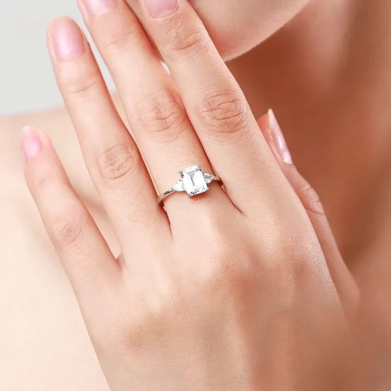 Elegant Emerald Cut CZ Ring in 925 Sterling Silver – Premium Women’s Jewelry