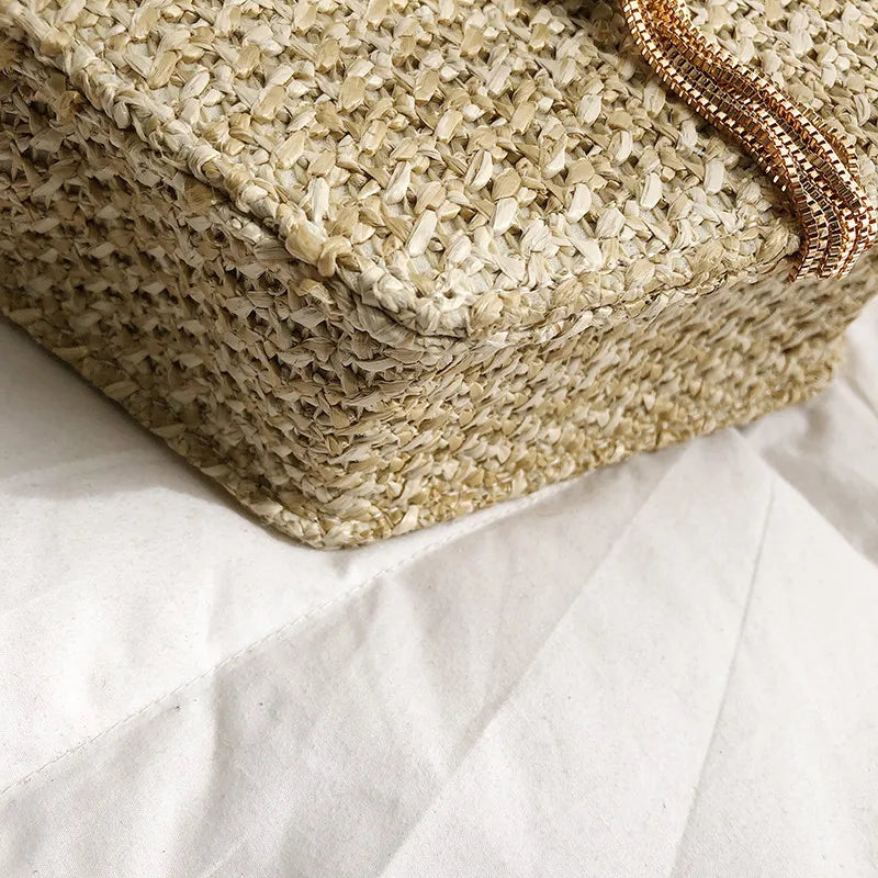 Elegant Handmade Straw Handbag – Hexagon Boho Beach Bag