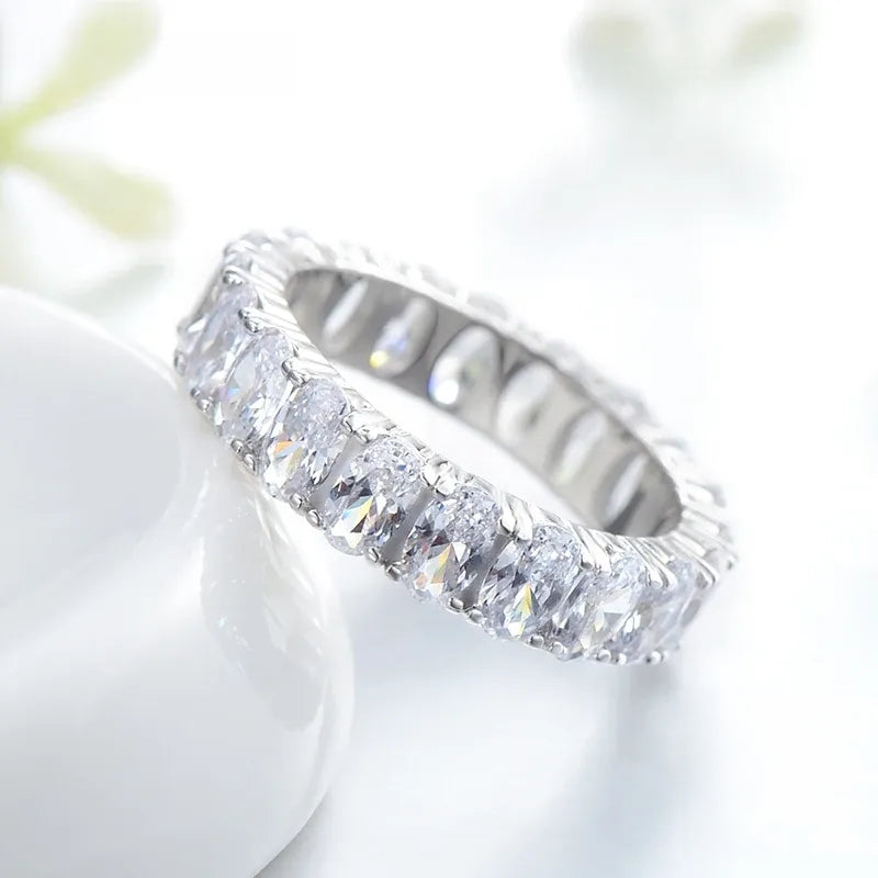 Classic Women's Sterling Silver Ring - Luxury Sparkling Fine Jewelry