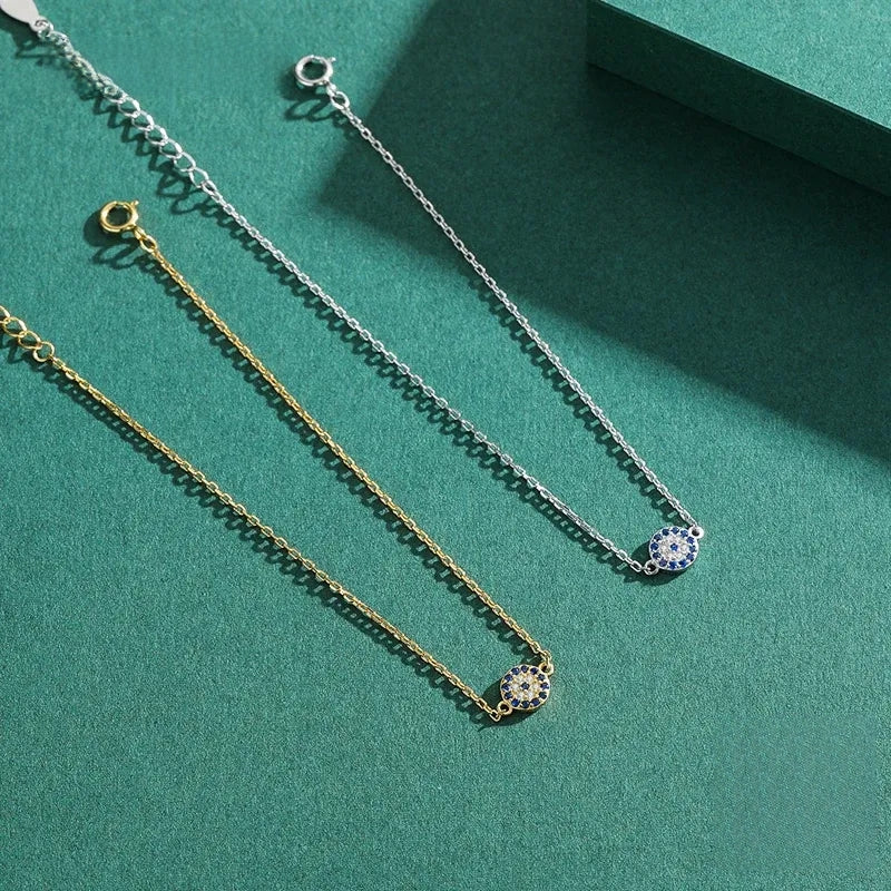 Real 925 Sterling Silver Lucky Eye Bracelet with Pave Zirconia – Adjustable Luxury Jewelry