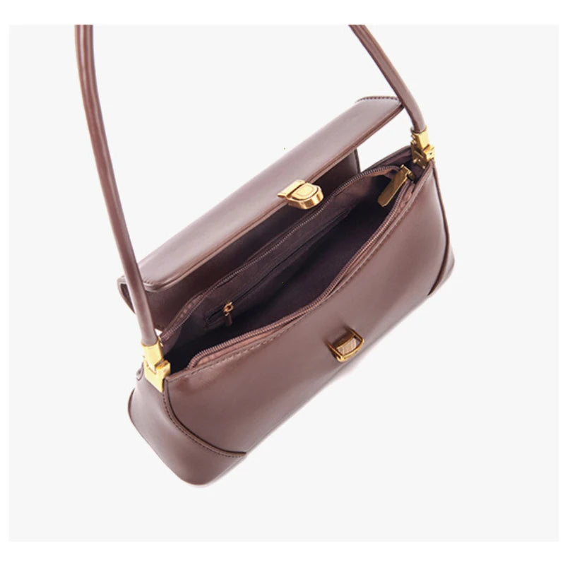 Elegant Retro Leather Shoulder Bag – Vintage Luxury for Women