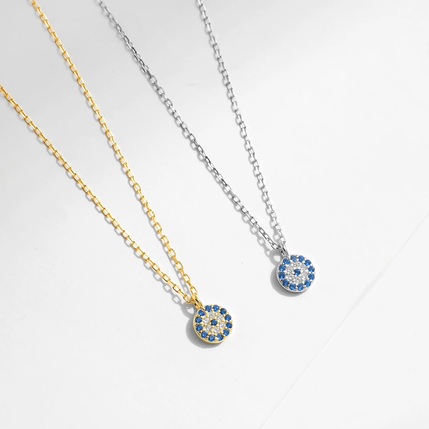 Luxury 925 Sterling Silver Blue Eye Zircon Pendant Necklace for Women