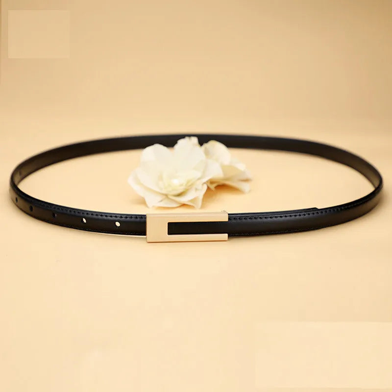 Women’s Slim PU Leather Waist Belt – Adjustable Strap with Metal Buckle for Casual or Smart Wear