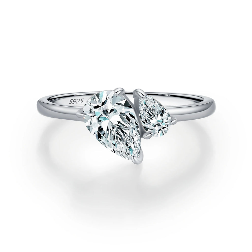 Elegant 925 Sterling Silver Pear CZ Finger Ring – Luxury Women’s Jewelry