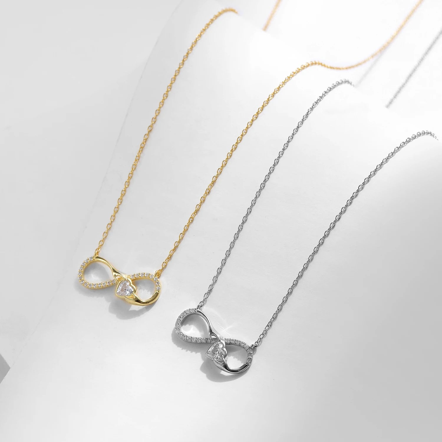 Luxury 925 Silver Infinite Love Necklace with Heart Pendant for Women