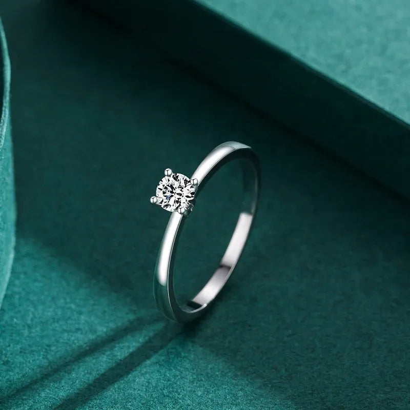 Luxury 925 Silver Clear CZ Band Ring Stylish Jewelry for Women