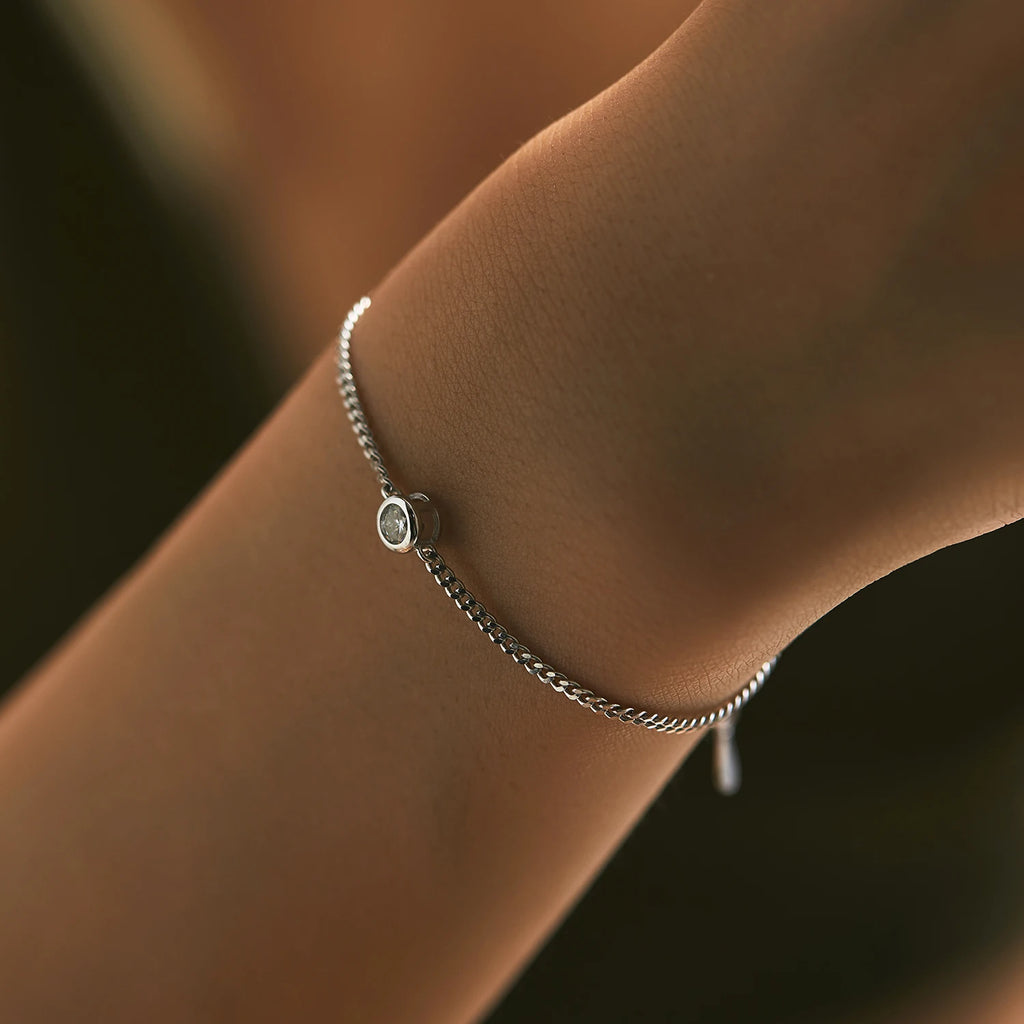 Premium Moissanite Bezel Bracelet – 925 Sterling Silver Sparkling Chain