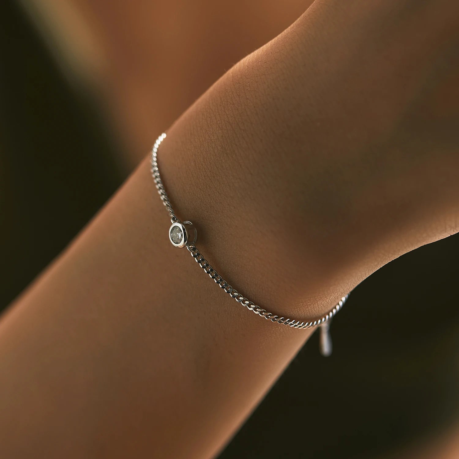 Premium Moissanite Bezel Bracelet – 925 Sterling Silver Sparkling Chain