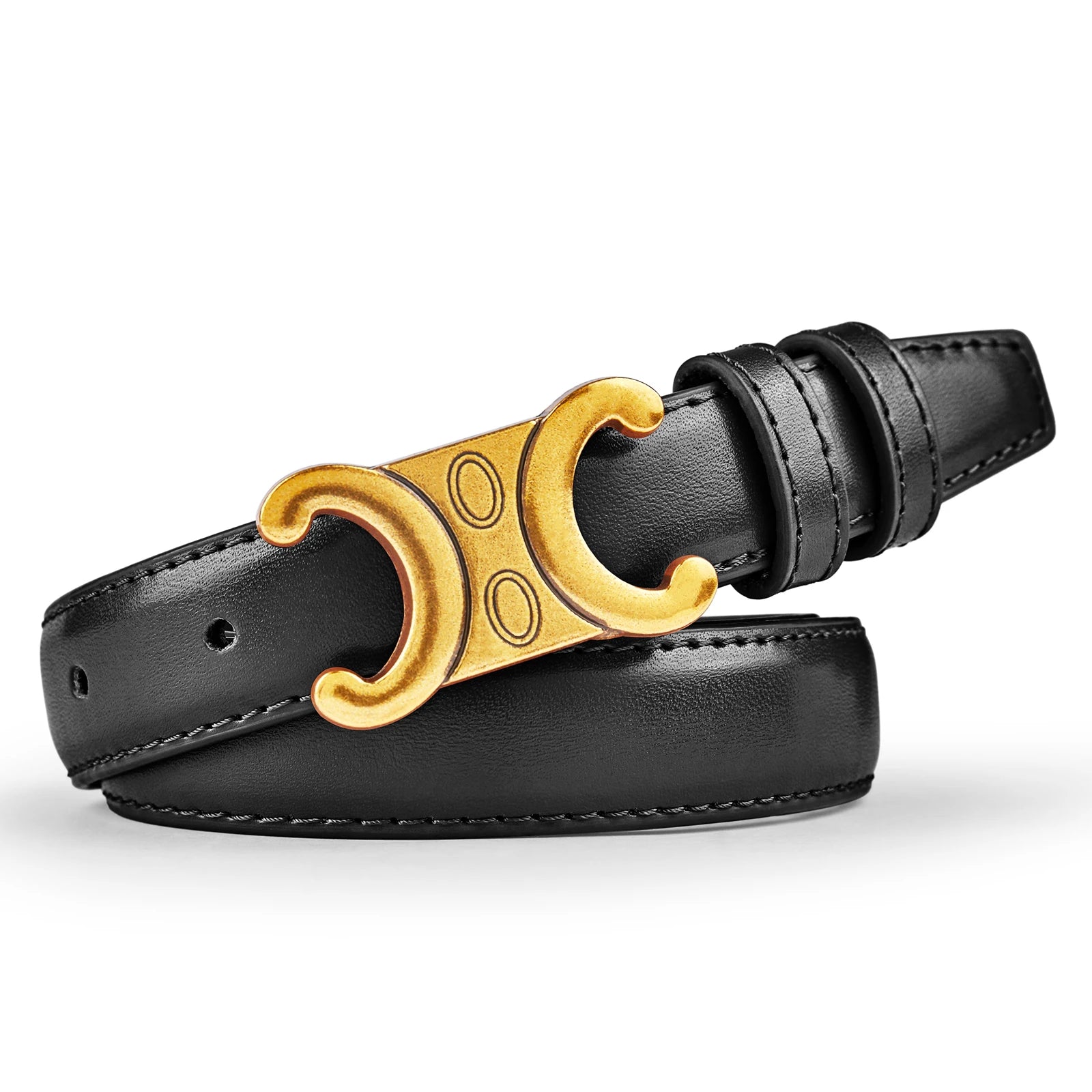 Premium Women's Leather Belt – Luxury Gold Buckle for Elegant Looks & Everyday Wear