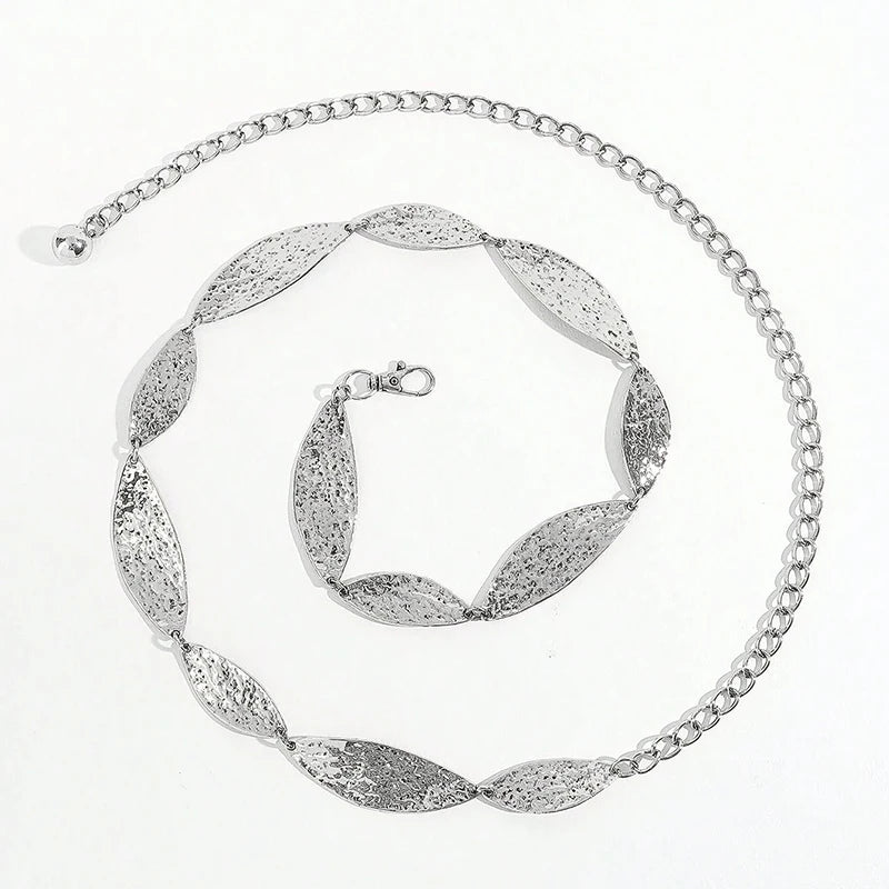 Stylish Women's Waist Chain Belt – Cowgirl-Inspired Metal Design with Leaf Detail for Casual Chic Looks