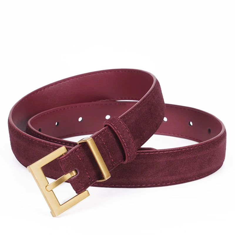 Women's Wide Leather Belt – Silver Pin Buckle Fashion Belt for Jeans & Dresses