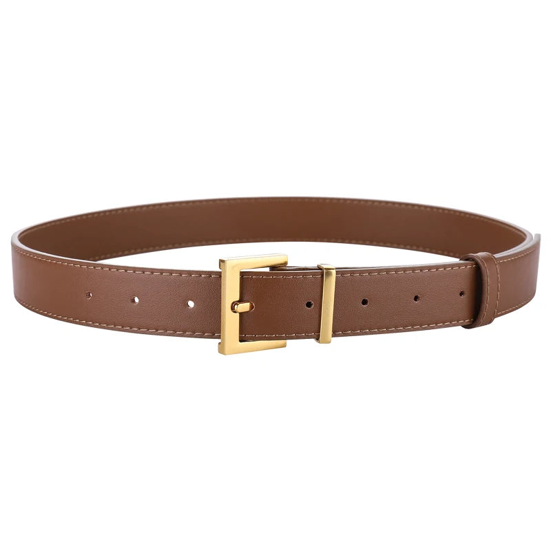 Women's PU Leather Belt – Wide Belt with Silver Buckle for Casual Outfits