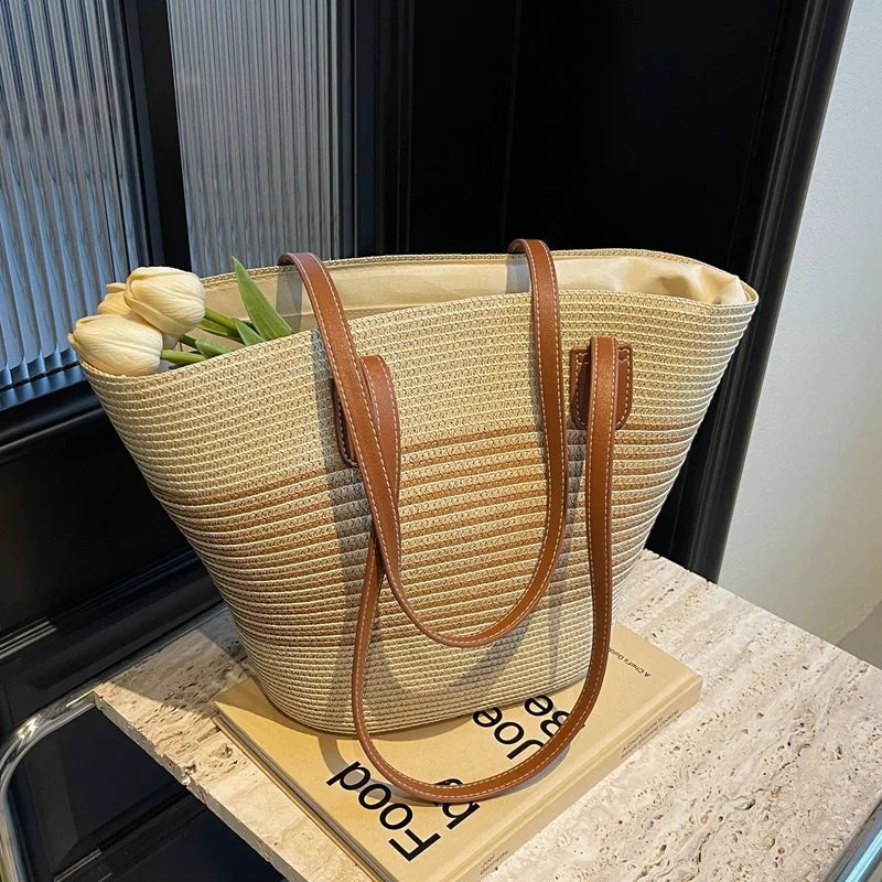 Designer Straw Shoulder Bag for Women – Vacation & Outdoor Style