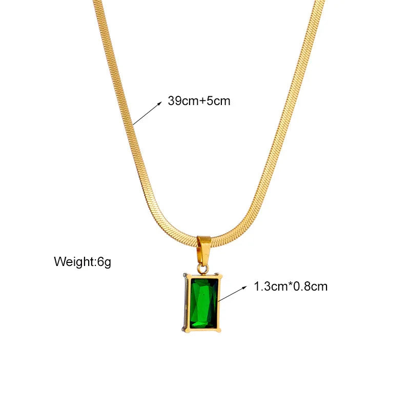 Luxury Green Crystal Zircon Jewelry Set – Necklace & Earrings for Women
