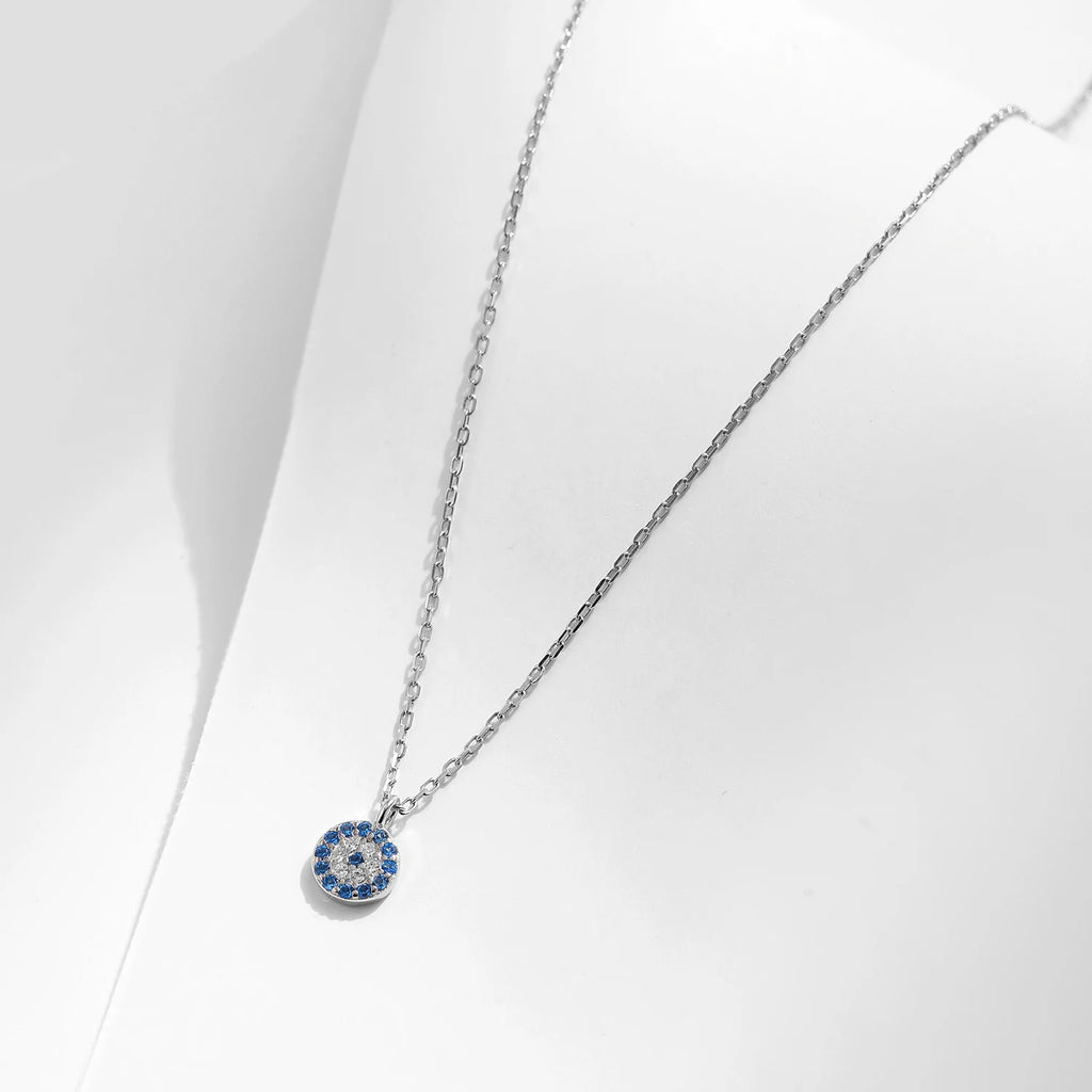 Luxury 925 Sterling Silver Blue Eye Zircon Pendant Necklace for Women
