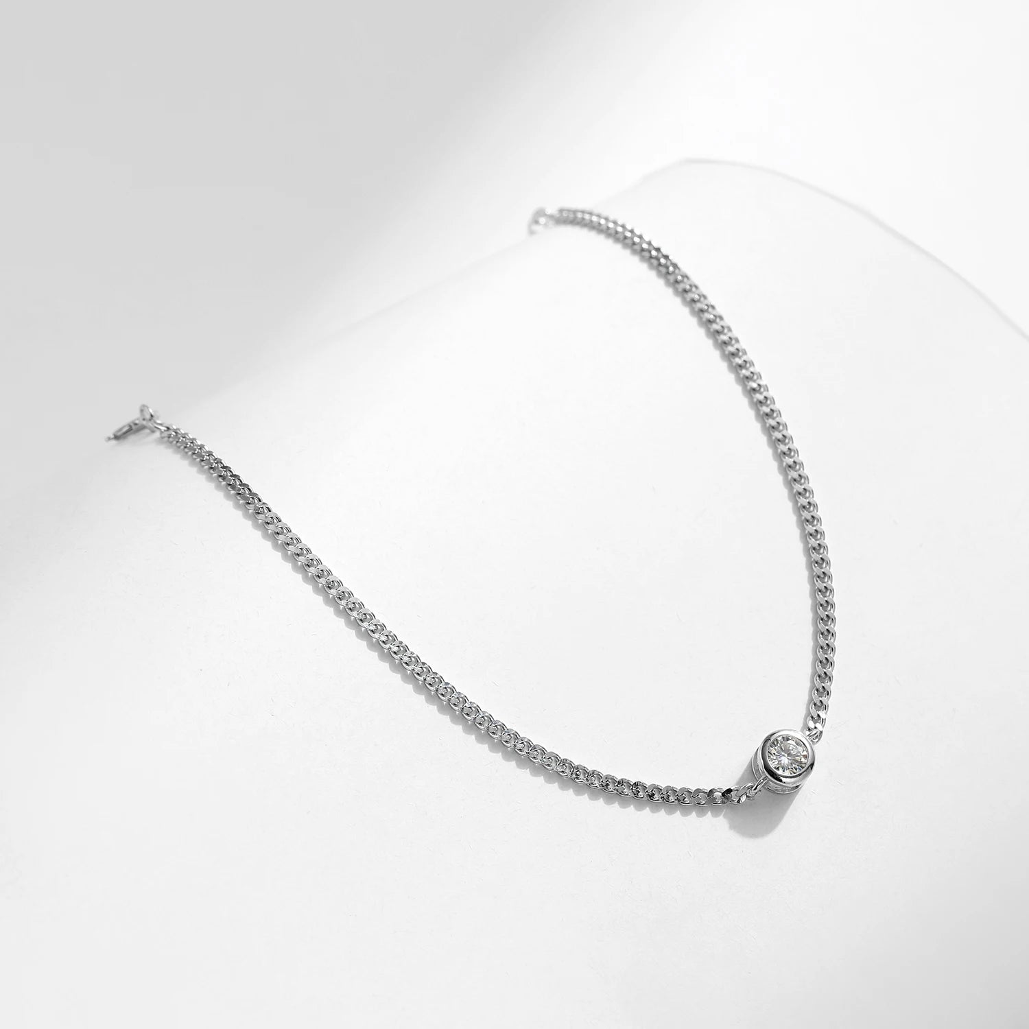 Premium Moissanite Bezel Bracelet – 925 Sterling Silver Sparkling Chain